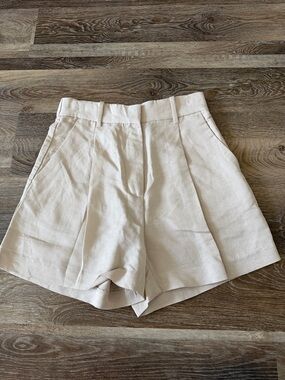 Beige H&M Linen Blend Shorts